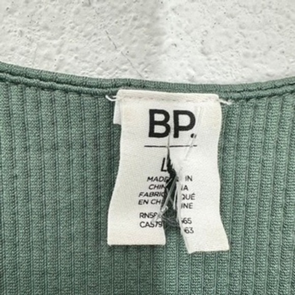 BP Ribbed Tank Top Bodysuit Green Racerback Sleeveless Casual Women's Size L - Picture 3 of 7